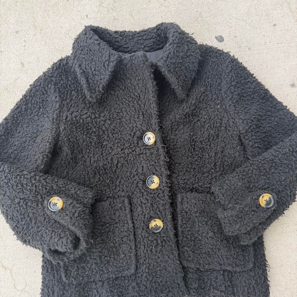 Free People Sherpa Jacket Women’s Size Medium Big Button Fashion - Picture 2 of 8